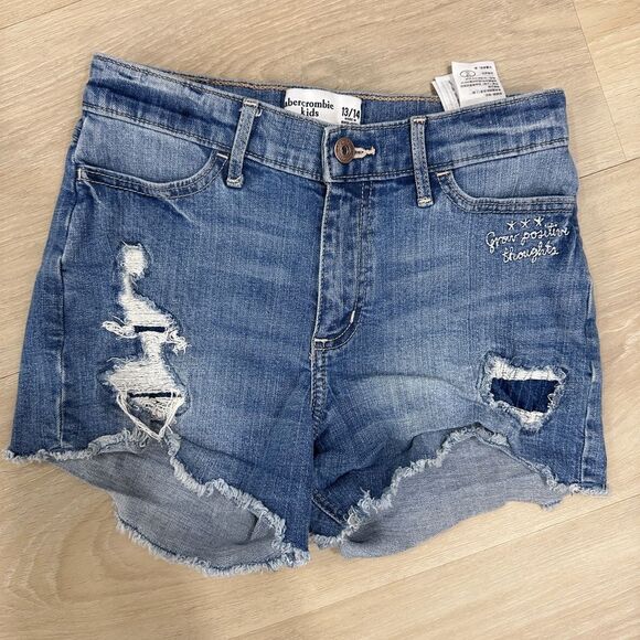 Abercrombie Kids Girls Jean Shorts, 2 pairs, Blue AND Black, Size 13/14 - Picture 2 of 8
